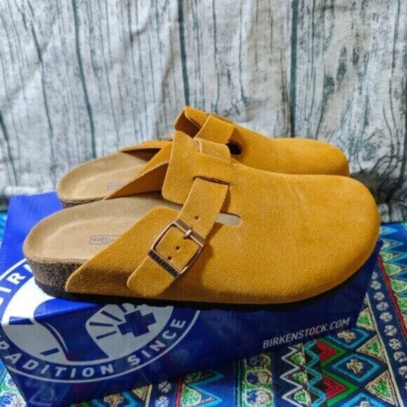 Birkenstock Boston Suede Leather Clogs Sandals - Picture 2 of 5